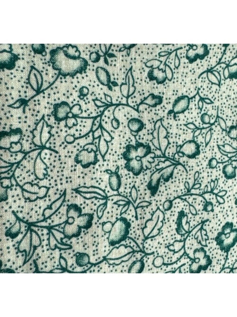 Green Floral Cotton Fabric 20x23" Crafting Sewing Quilting Piece